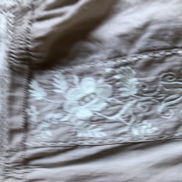 J. Crew Tan Ruffled Embellished Blouse Short Sleeve - Picture 5 of 5